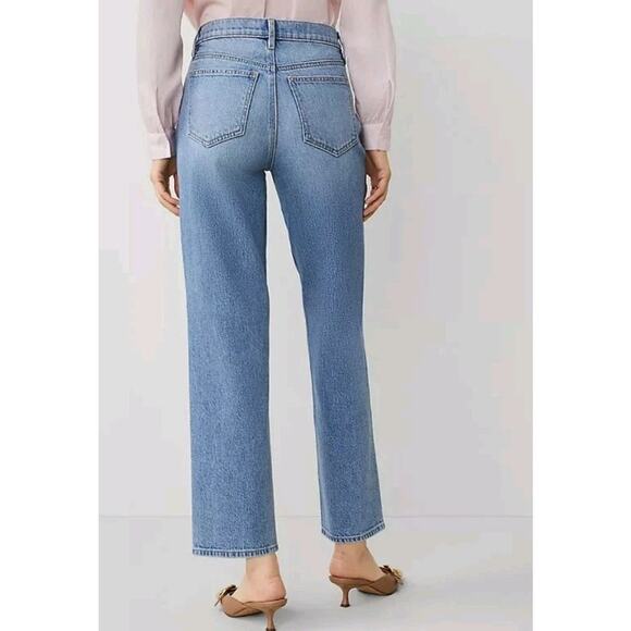 NEW Ann Taylor Straight Jeans Sz 14 Light Indigo Blue Wash Stretch Denim 28" Ins - Picture 5 of 16